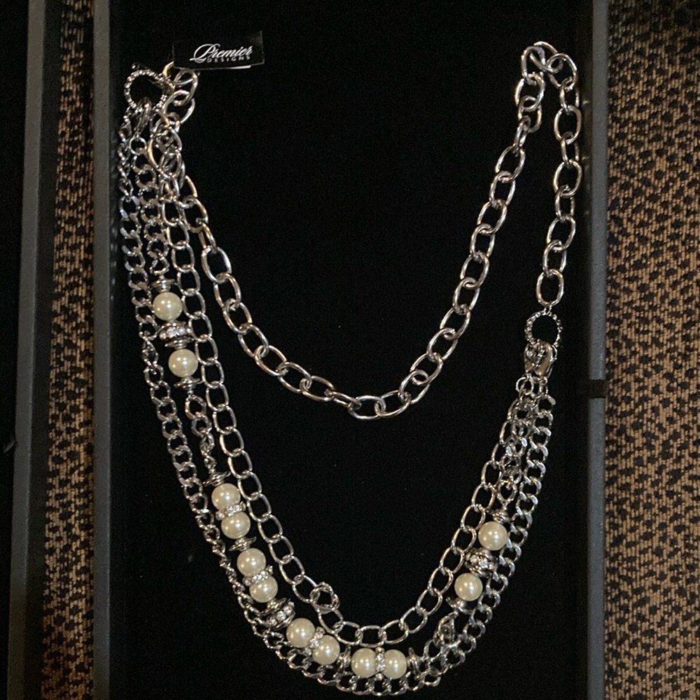 Layered Silver and Pearl Necklace
